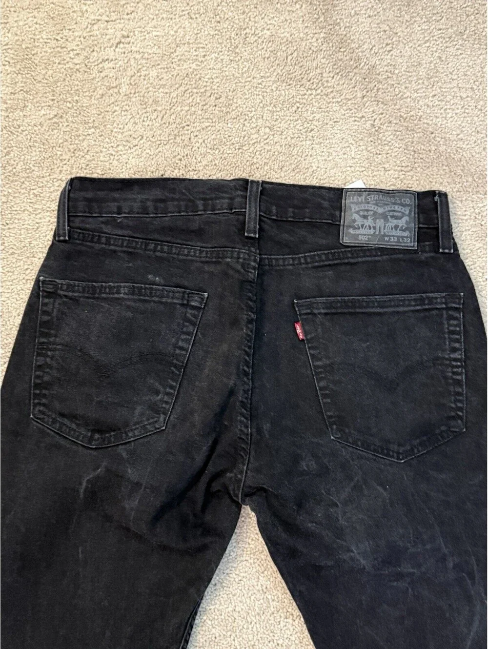 Levi’s 502 Regular Taper Jeans Men’s W33 L32 Black Stretch Denim Pants